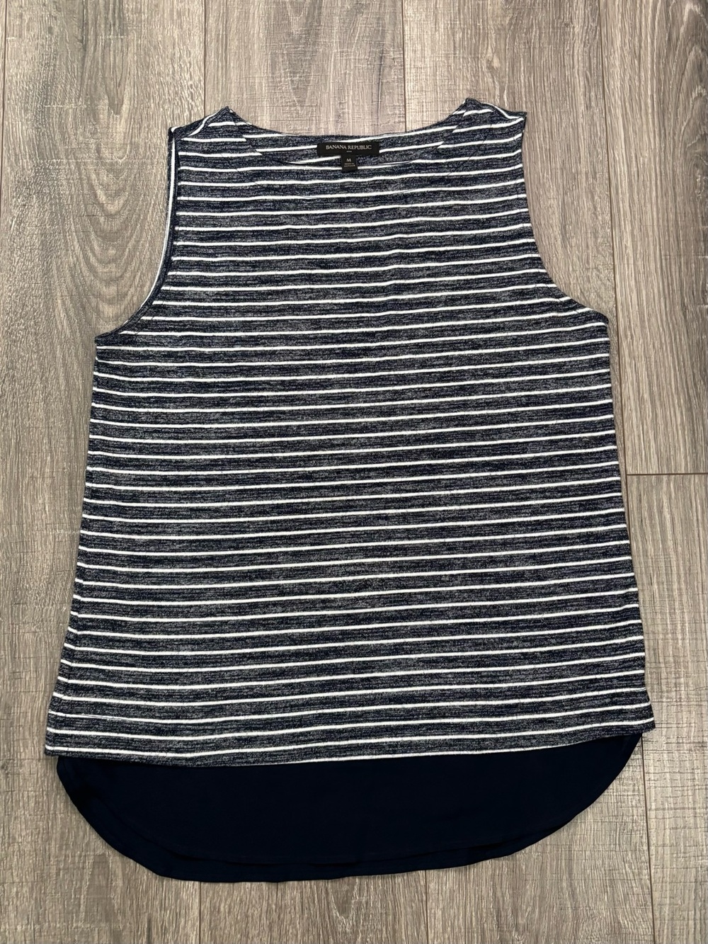 Banana Republic Women’s Striped Sleeveless Layered Top Size M Black White